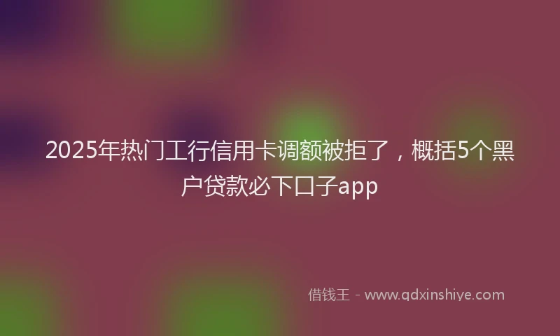 2025年热门工行信用卡调额被拒了，概括5个黑户贷款必下口子app