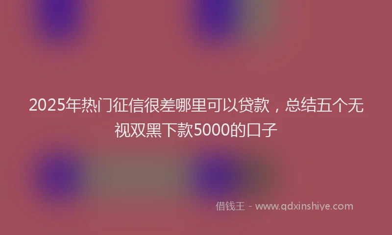 2025年热门征信很差哪里可以贷款，总结五个无视双黑下款5000的口子