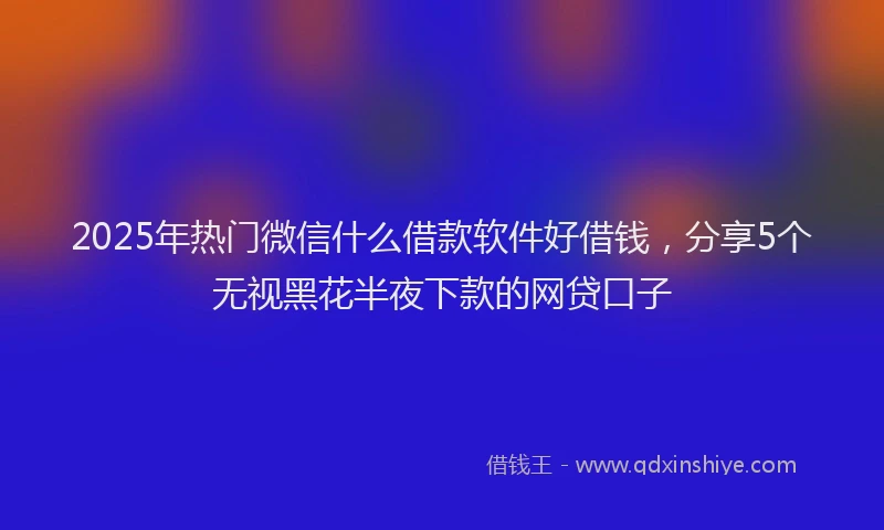 2025年热门微信什么借款软件好借钱，分享5个无视黑花半夜下款的网贷口子