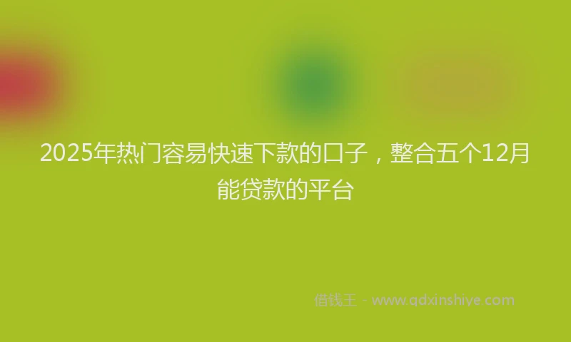 2025年热门容易快速下款的口子，整合五个12月能贷款的平台