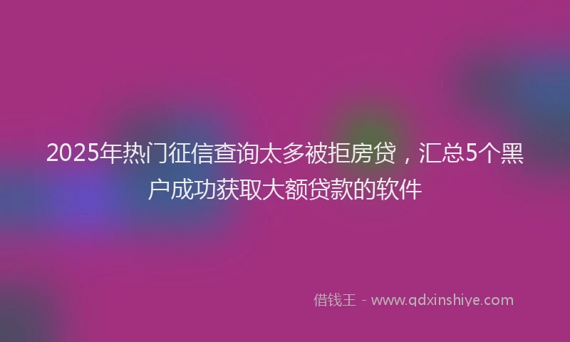 2025年热门征信查询太多被拒房贷，汇总5个黑户成功获取大额贷款的软件