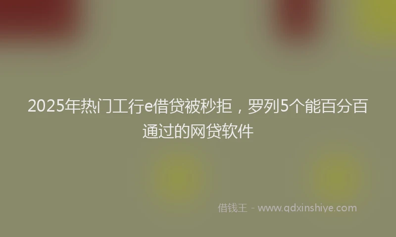 2025年热门工行e借贷被秒拒，罗列5个能百分百通过的网贷软件