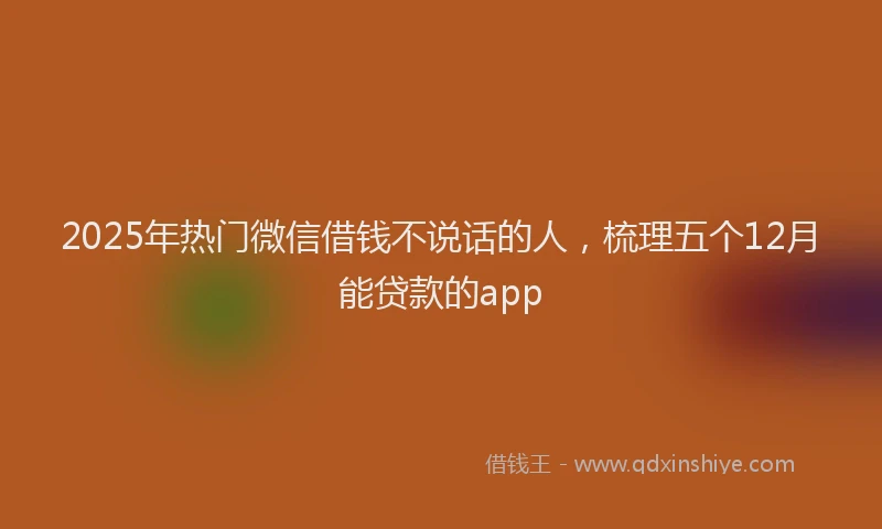 2025年热门微信借钱不说话的人，梳理五个12月能贷款的app