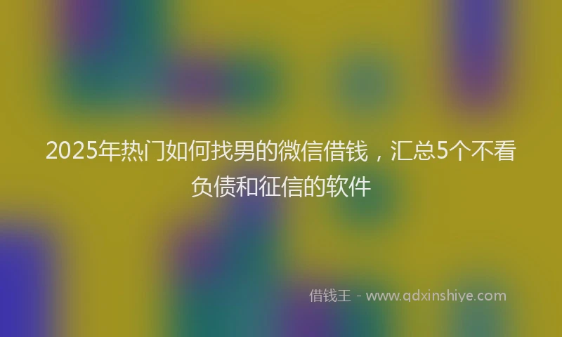 2025年热门如何找男的微信借钱，汇总5个不看负债和征信的软件