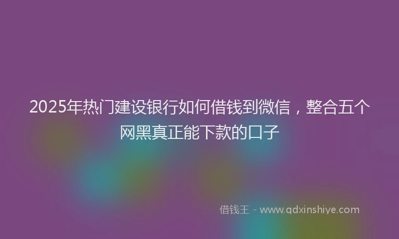 2025年热门建设银行如何借钱到微信，整合五个网黑真正能下款的口子