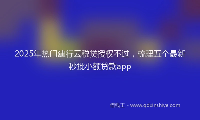 2025年热门建行云税贷授权不过，梳理五个最新秒批小额贷款app