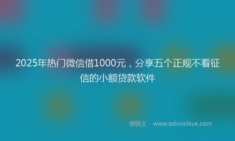 2025年热门微信借1000元，分享五个正规不看征信的小额贷款软件
