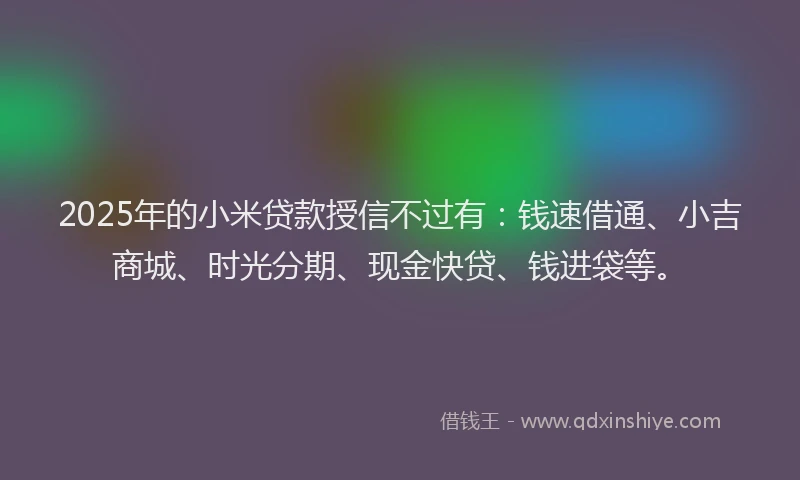 2025年的小米贷款授信不过有：钱速借通、小吉商城、时光分期、现金快贷、钱进袋等。