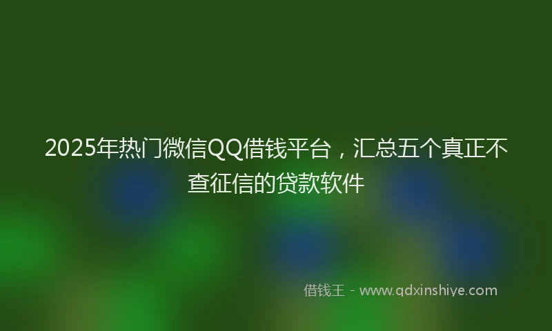 2025年热门微信QQ借钱平台，汇总五个真正不查征信的贷款软件