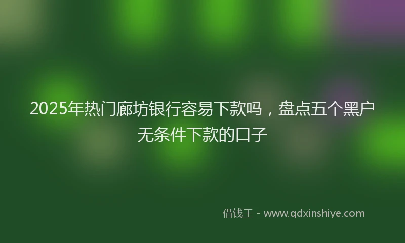 2025年热门廊坊银行容易下款吗，盘点五个黑户无条件下款的口子