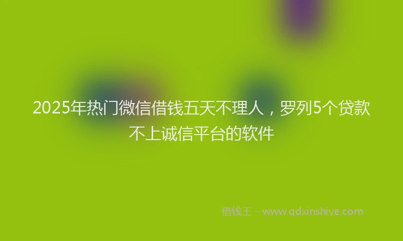 2025年热门微信借钱五天不理人，罗列5个贷款不上诚信平台的软件