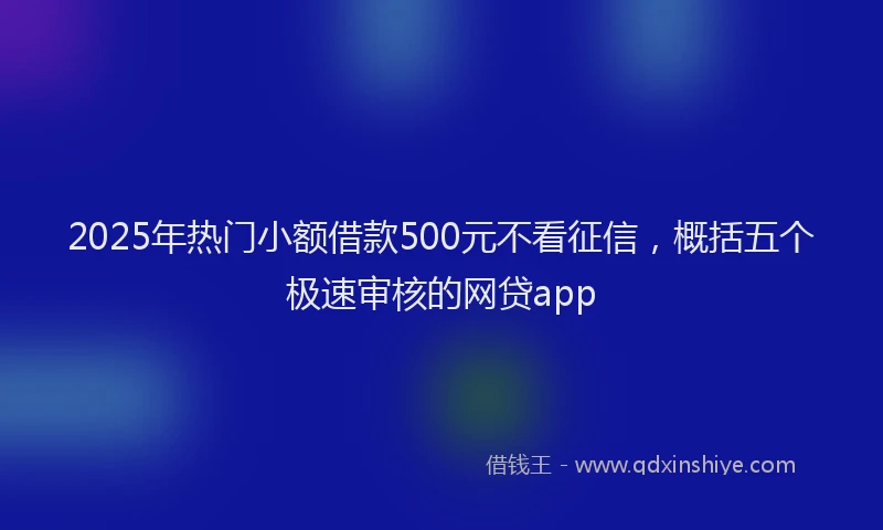 2025年热门小额借款500元不看征信，概括五个极速审核的网贷app