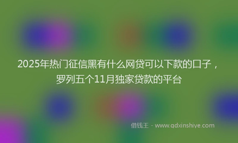 2025年热门征信黑有什么网贷可以下款的口子，罗列五个11月独家贷款的平台