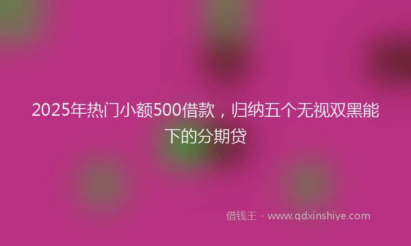 2025年热门小额500借款，归纳五个无视双黑能下的分期贷