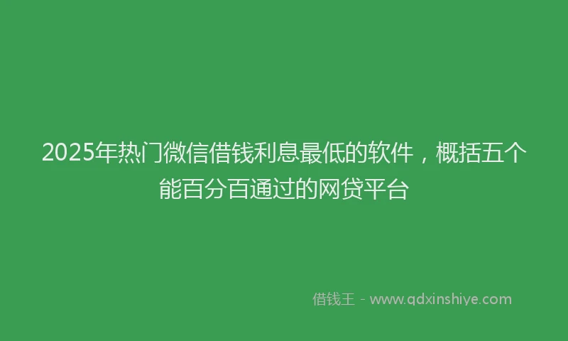 2025年热门微信借钱利息最低的软件，概括五个能百分百通过的网贷平台