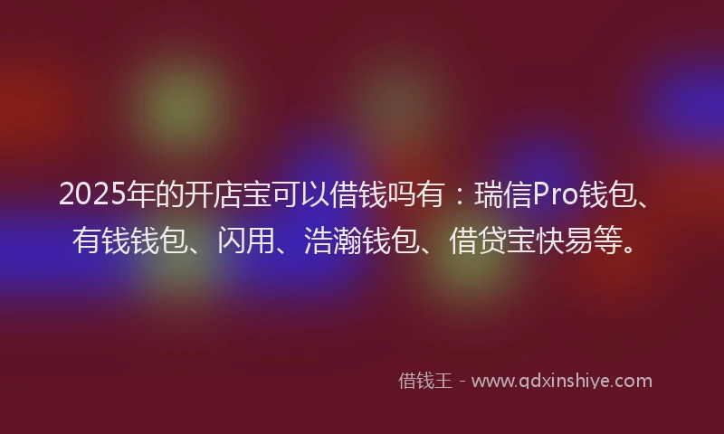 2025年的开店宝可以借钱吗有：瑞信Pro钱包、有钱钱包、闪用、浩瀚钱包、借贷宝快易等。