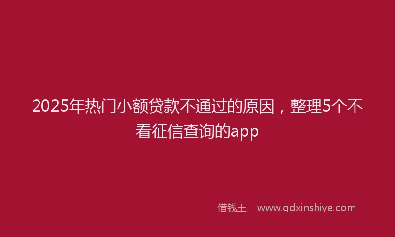 2025年热门小额贷款不通过的原因，整理5个不看征信查询的app