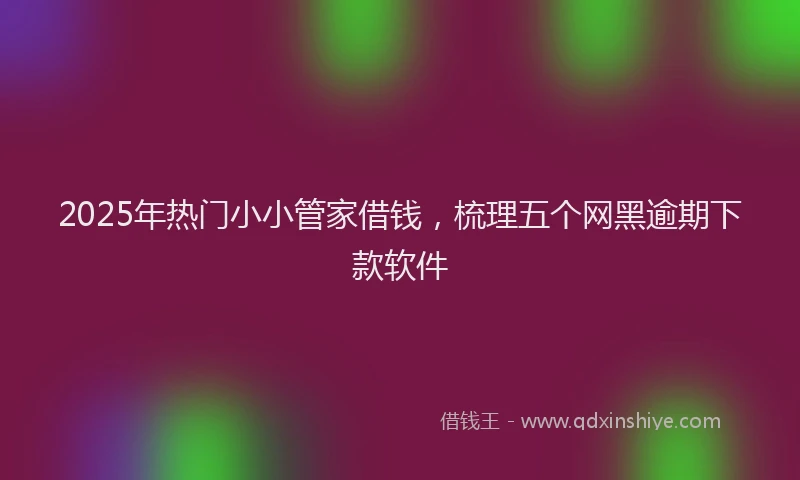 2025年热门小小管家借钱，梳理五个网黑逾期下款软件