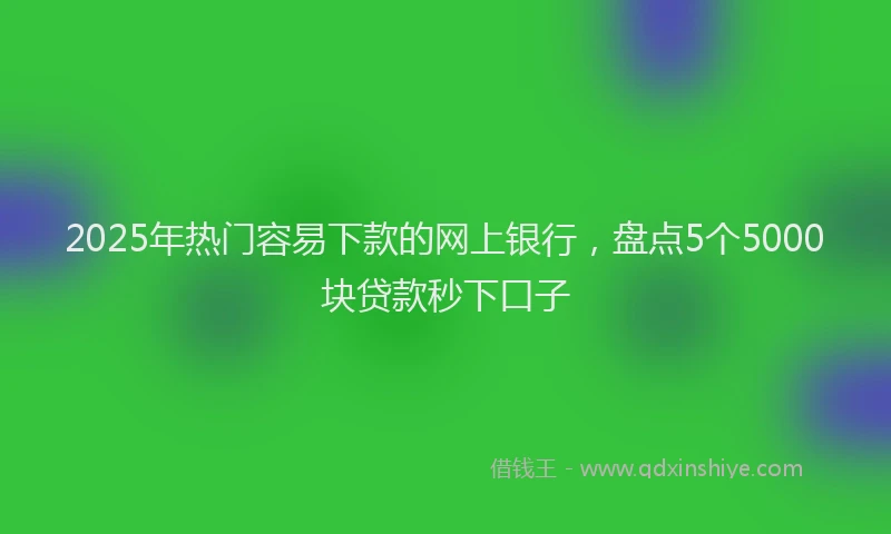 2025年热门容易下款的网上银行，盘点5个5000块贷款秒下口子