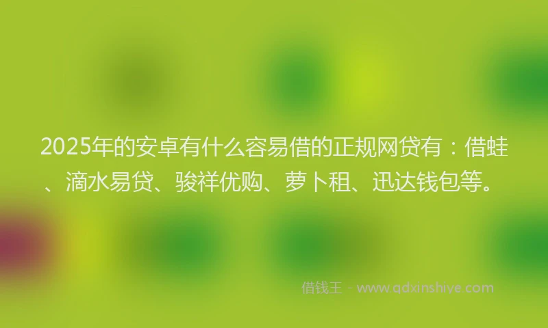 2025年的安卓有什么容易借的正规网贷有：借蛙、滴水易贷、骏祥优购、萝卜租、迅达钱包等。
