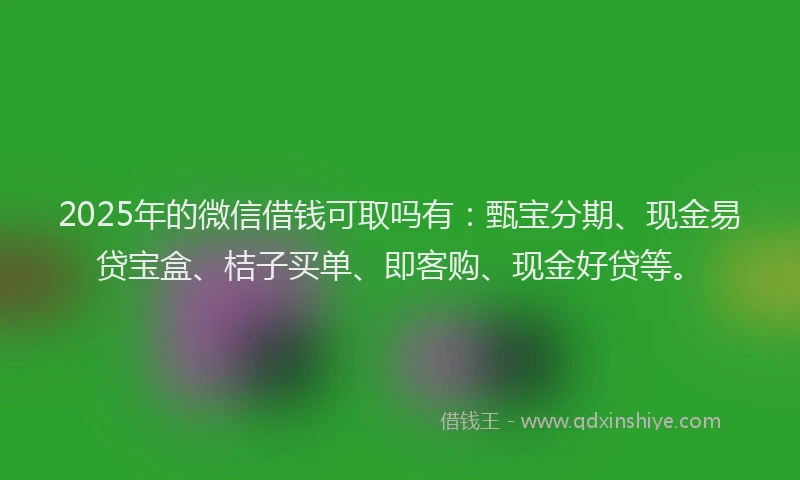 2025年的微信借钱可取吗有：甄宝分期、现金易贷宝盒、桔子买单、即客购、现金好贷等。