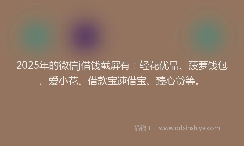 2025年的微信j借钱截屏有：轻花优品、菠萝钱包、爱小花、借款宝速借宝、臻心贷等。