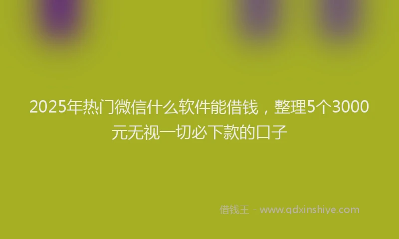 2025年热门微信什么软件能借钱，整理5个3000元无视一切必下款的口子