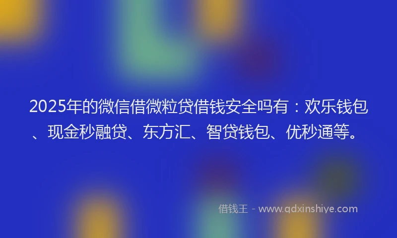 2025年的微信借微粒贷借钱安全吗有：欢乐钱包、现金秒融贷、东方汇、智贷钱包、优秒通等。