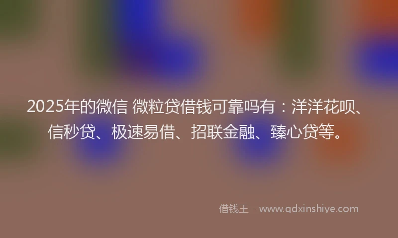 2025年的微信 微粒贷借钱可靠吗有：洋洋花呗、信秒贷、极速易借、招联金融、臻心贷等。