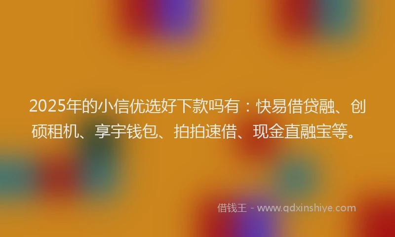 2025年的小信优选好下款吗有：快易借贷融、创硕租机、享宇钱包、拍拍速借、现金直融宝等。
