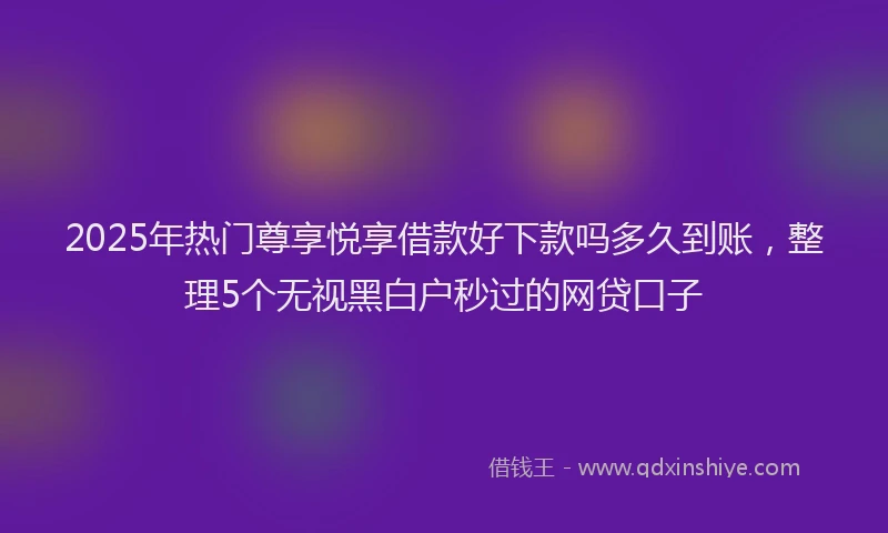 2025年热门尊享悦享借款好下款吗多久到账，整理5个无视黑白户秒过的网贷口子