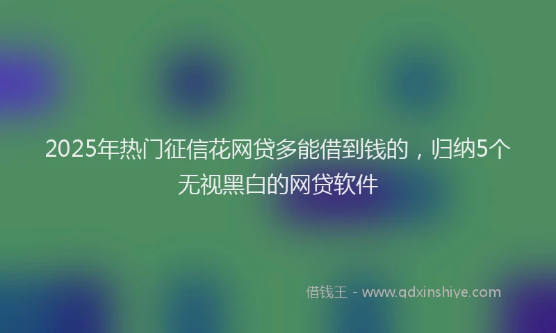 2025年热门征信花网贷多能借到钱的，归纳5个无视黑白的网贷软件