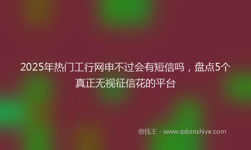 2025年热门工行网申不过会有短信吗，盘点5个真正无视征信花的平台