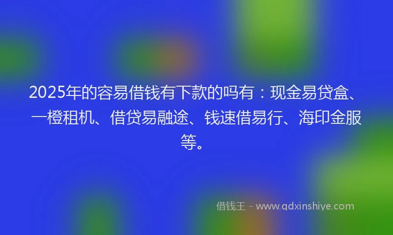 2025年的容易借钱有下款的吗有：现金易贷盒、一橙租机、借贷易融途、钱速借易行、海印金服等。