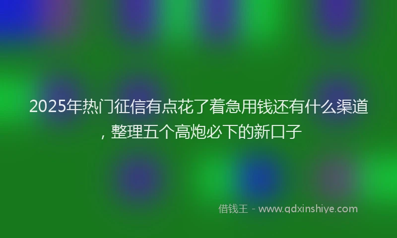 2025年热门征信有点花了着急用钱还有什么渠道，整理五个高炮必下的新口子