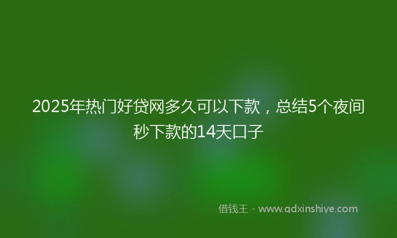 2025年热门好贷网多久可以下款，总结5个夜间秒下款的14天口子