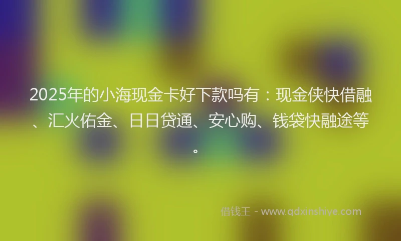 2025年的小海现金卡好下款吗有：现金侠快借融、汇火佑金、日日贷通、安心购、钱袋快融途等。