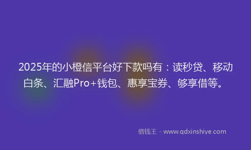 2025年的小橙信平台好下款吗有：读秒贷、移动白条、汇融Pro+钱包、惠享宝券、够享借等。