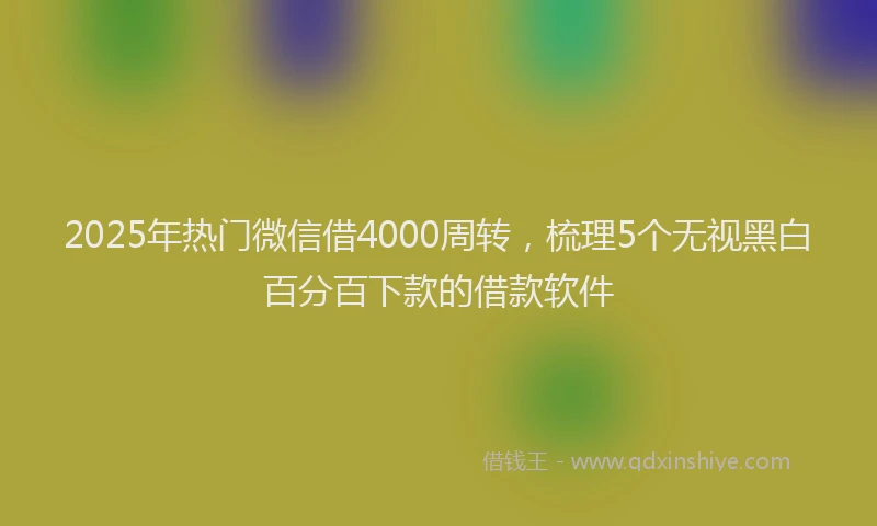 2025年热门微信借4000周转，梳理5个无视黑白百分百下款的借款软件