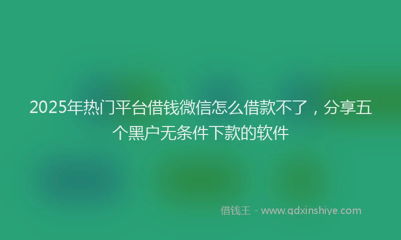 2025年热门平台借钱微信怎么借款不了，分享五个黑户无条件下款的软件