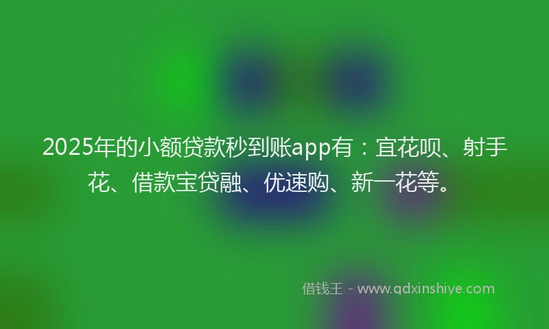 2025年的小额贷款秒到账app有：宜花呗、射手花、借款宝贷融、优速购、新一花等。
