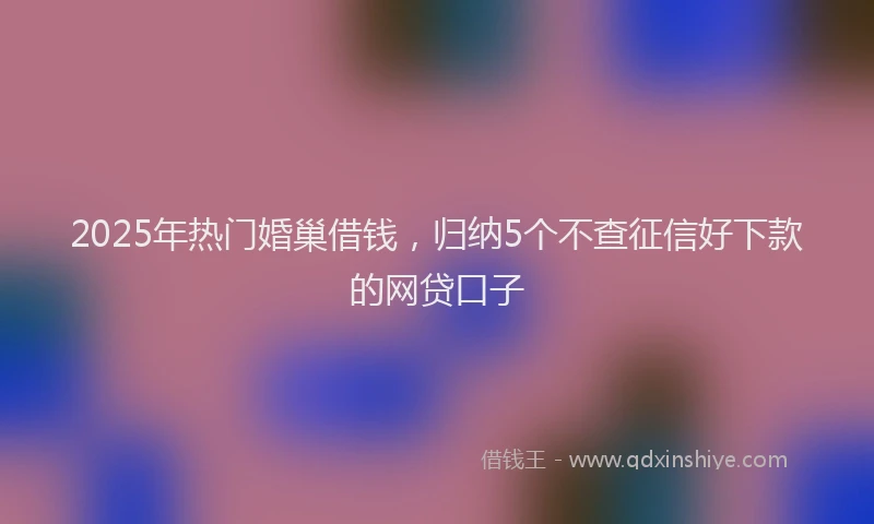 2025年热门婚巢借钱，归纳5个不查征信好下款的网贷口子