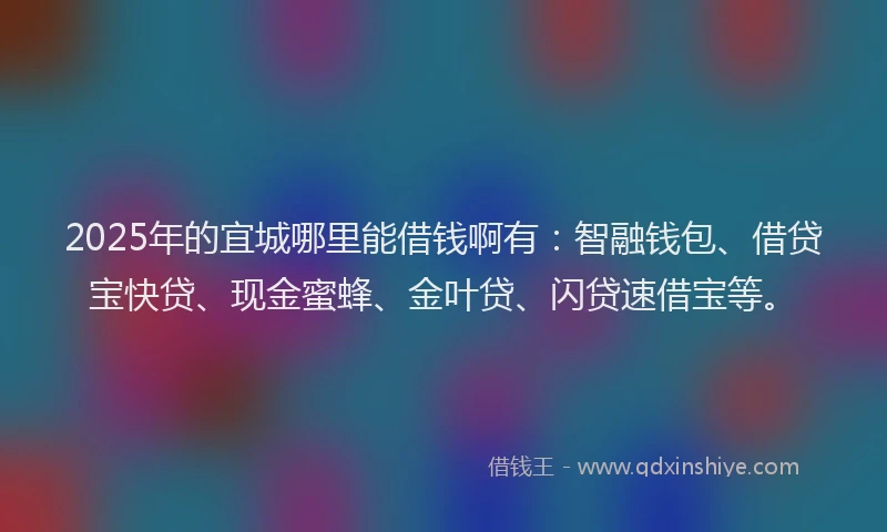 2025年的宜城哪里能借钱啊有：智融钱包、借贷宝快贷、现金蜜蜂、金叶贷、闪贷速借宝等。