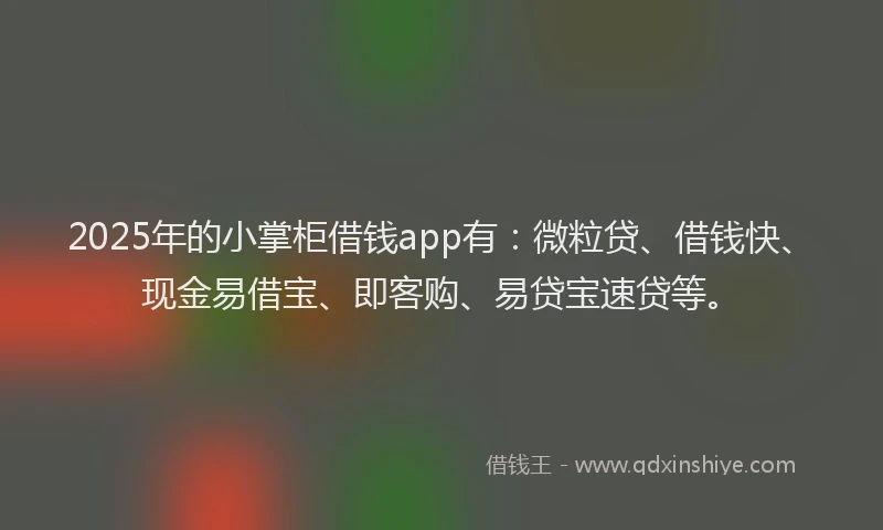 2025年的小掌柜借钱app有：微粒贷、借钱快、现金易借宝、即客购、易贷宝速贷等。