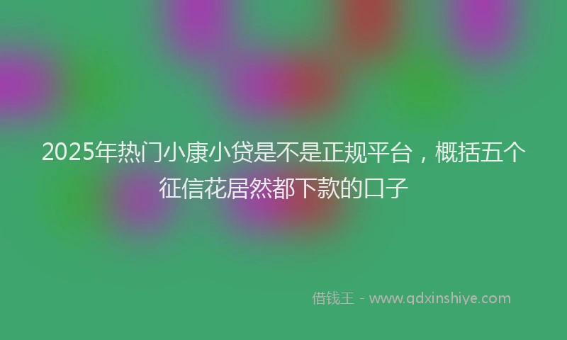 2025年热门小康小贷是不是正规平台，概括五个征信花居然都下款的口子