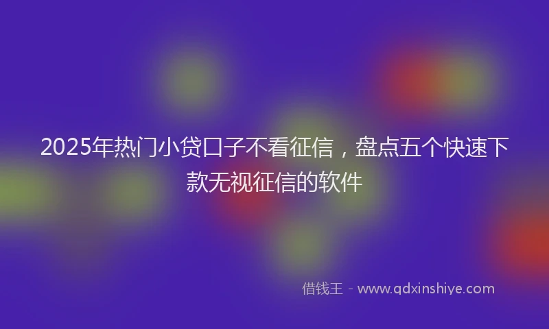 2025年热门小贷口子不看征信，盘点五个快速下款无视征信的软件