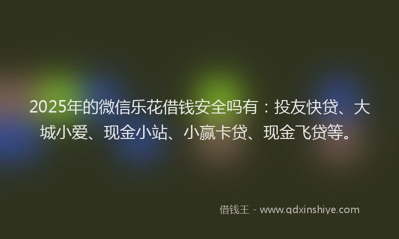 2025年的微信乐花借钱安全吗有：投友快贷、大城小爱、现金小站、小赢卡贷、现金飞贷等。