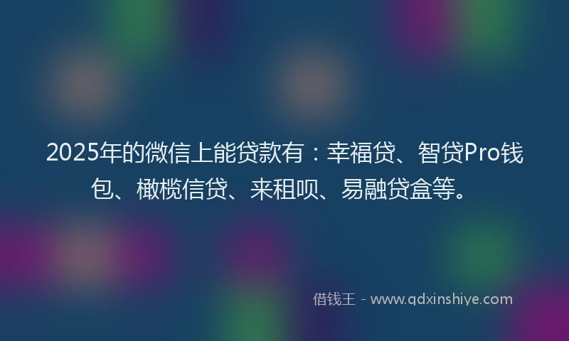 2025年的微信上能贷款有：幸福贷、智贷Pro钱包、橄榄信贷、来租呗、易融贷盒等。