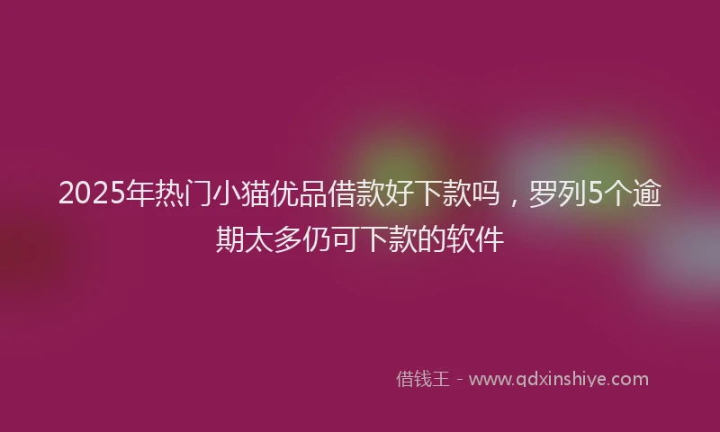 2025年热门小猫优品借款好下款吗，罗列5个逾期太多仍可下款的软件