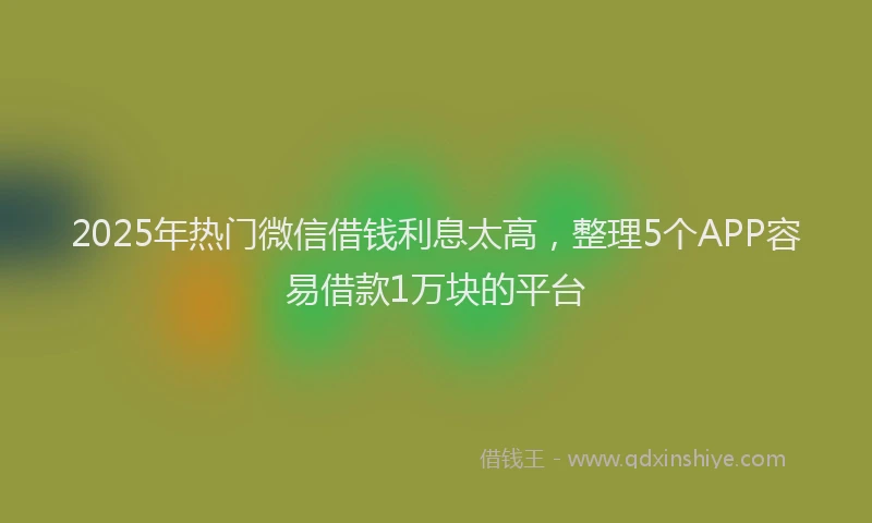 2025年热门微信借钱利息太高，整理5个APP容易借款1万块的平台